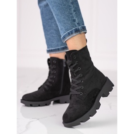 Damen Shelovet schwarze geschnürte Wildledertaschen 2