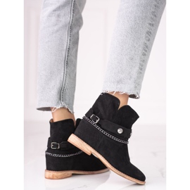 Cowboystiefel aus Wildleder für Damen mit Keilabsatz Shelovet schwarz 2