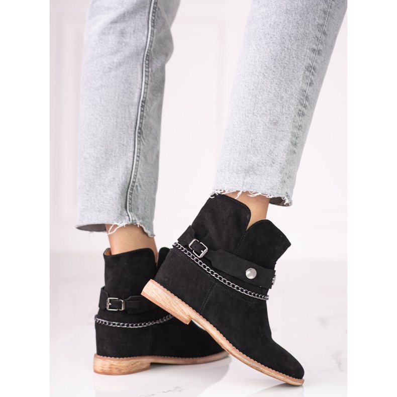 Cowboystiefel aus Wildleder für Damen mit Keilabsatz Shelovet schwarz 2