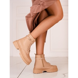 Shelovet beige Schnürstiefel für Damen 1