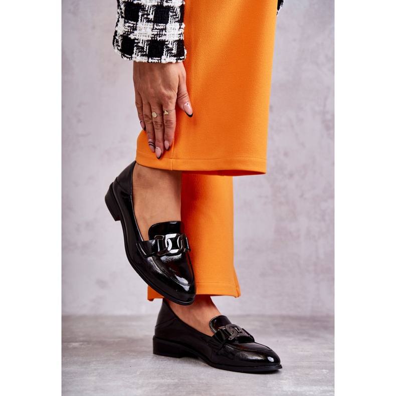 Vinceza Modische Lackschuhe Loafer Black Trine schwarz 2