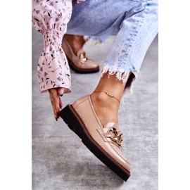 Vinceza Lackierte Loafer auf der beigefarbenen Reidun-Plattform braun 1