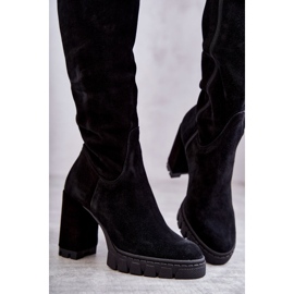 PA2 Modische schwarze Overknee-Stiefel aus Wildleder von Estrela 2