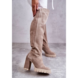 PA2 Overknee-Stiefel aus Wildleder für Damen Beige Georgette 1