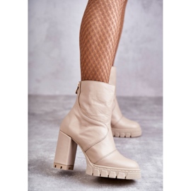 Lederstiefel auf High Heel Beige Elia 2