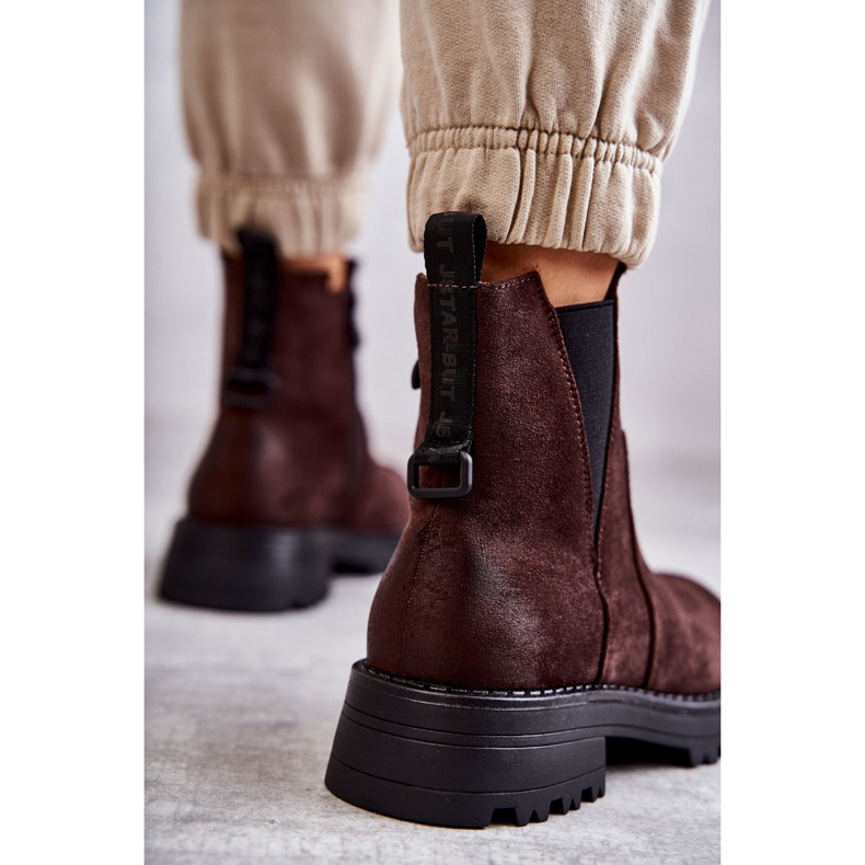 PJ1 Warme Stiefel aus Wildleder mit flachem Absatz Brown Salome braun 2