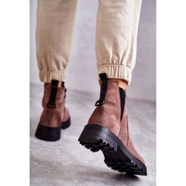 PJ1 Warme Stiefel aus Wildleder mit flachem Absatz Hellbraune Salome 2