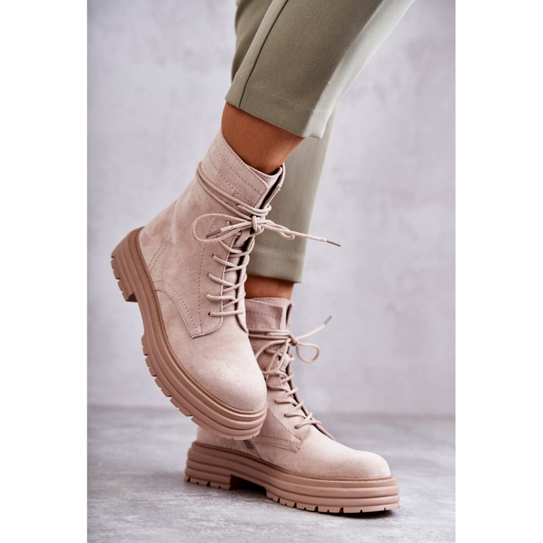 S.Barski Damen Wildlederstiefel Gebunden Beige Afra 2