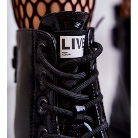 S.Barski Damen-Lackstiefel zum Schnüren Workers Black Conny schwarz 2