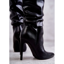 WS1 Gekräuselte Eco-Lederstiefel auf schwarzem Caren High Heel 2