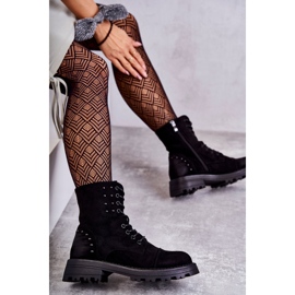 Schwarze Palmira Wildlederstiefel mit Nieten 1