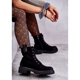 PJ1 Schwarze Ritta warme Wildleder-Schnürstiefel 1