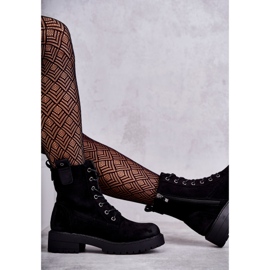 PJ1 Schwarze Ritta warme Wildleder-Schnürstiefel 2