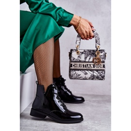 S.Barski Klassische Lackstiefel Damen-Jodhpurstiefelette Bello schwarz 2