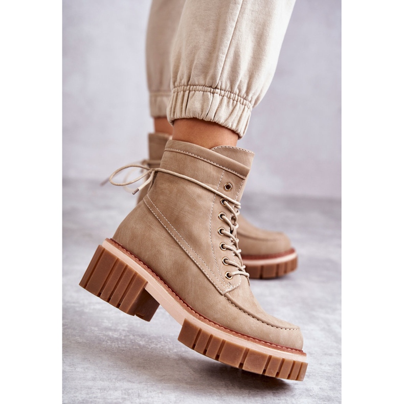 Modische warme Damenstiefel Beige Gerda 1