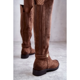 Vinceza Damenstiefel aus Veloursleder mit flachem Absatz Beige Henrike braun 2