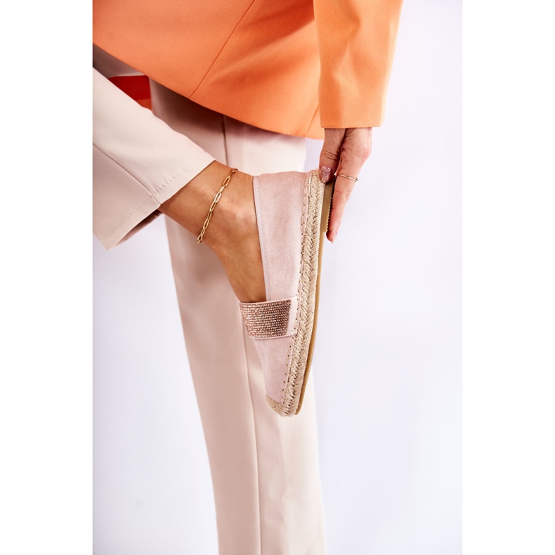 Damen-Slip-On-Espadrilles mit rosafarbenen Zirkonias 4