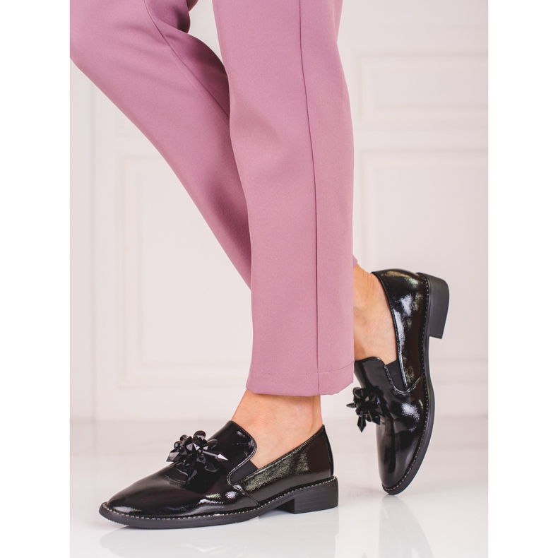 Shelovet-Wildleder-Lords für Damen mit Verzierung schwarz 1