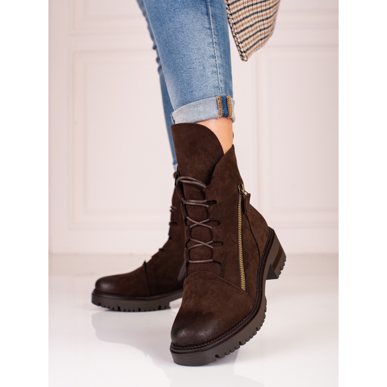 W. Potocki Potocki Arbeitskleidung aus braunem Wildleder für Damen 1