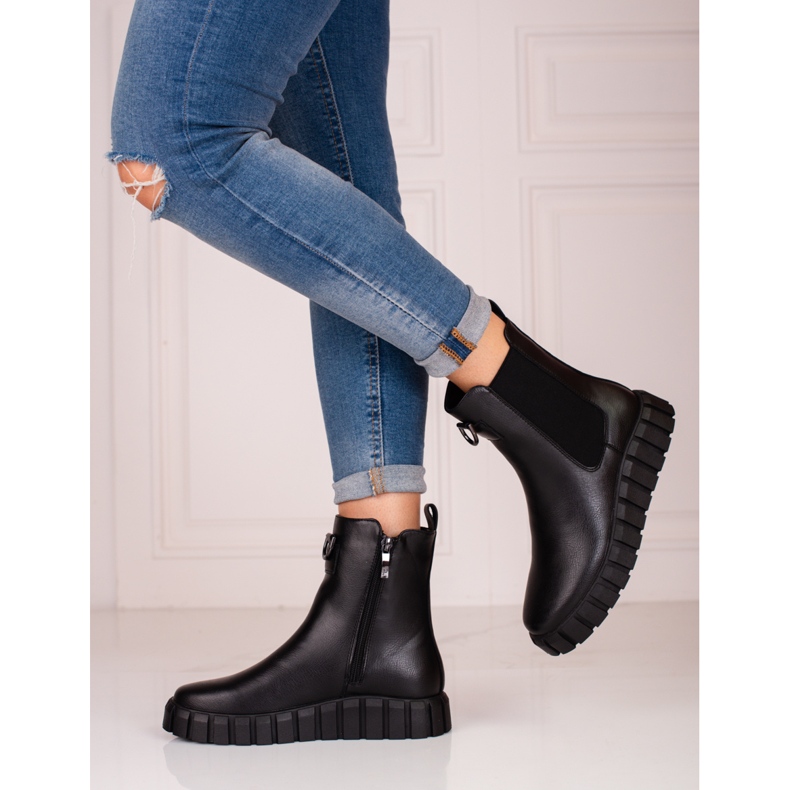 W. Potocki Schwarze Damen-Plateaustiefel von Potocki 1