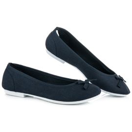 New Age Sportliche Ballerinas mit Schleife navy blau 1