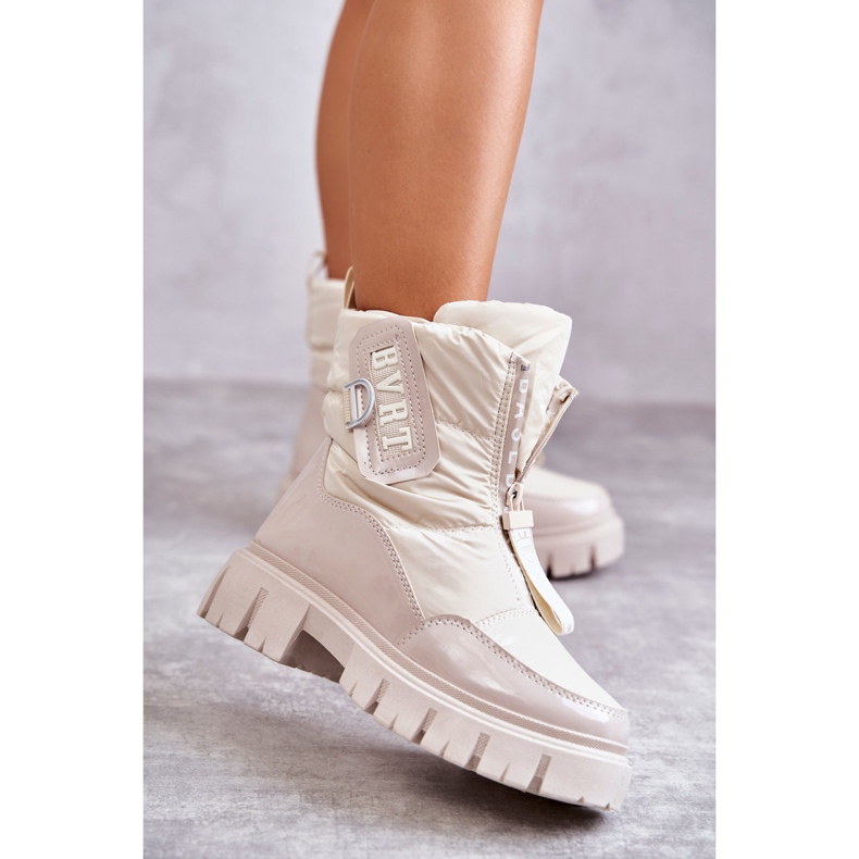 PM1 Beige warme Schneestiefel für Damen mit Reißverschluss Marit 1