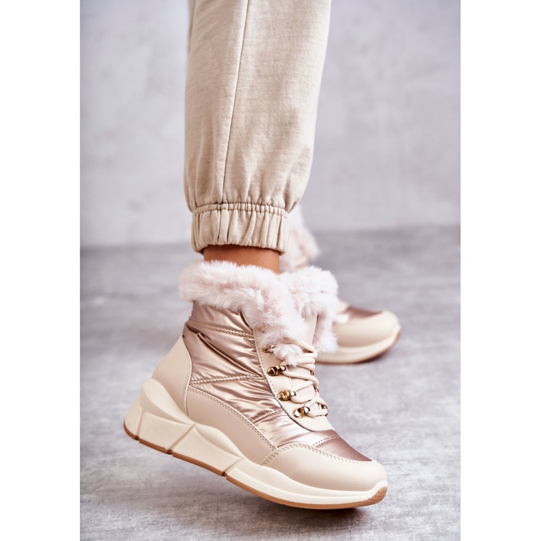 PE1 Schneestiefel zum Schnüren für Damen Hellbeige Anna 1