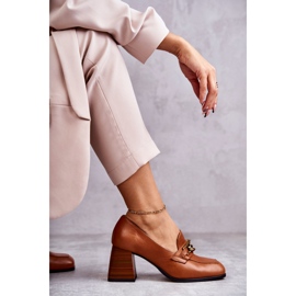 Lederpumps mit Kette Laura Messi 2514 Camel braun 2