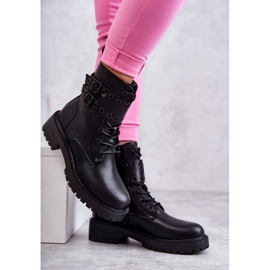 Warme Stiefel aus Eco-Leder für Damen Schwarz Silber 2