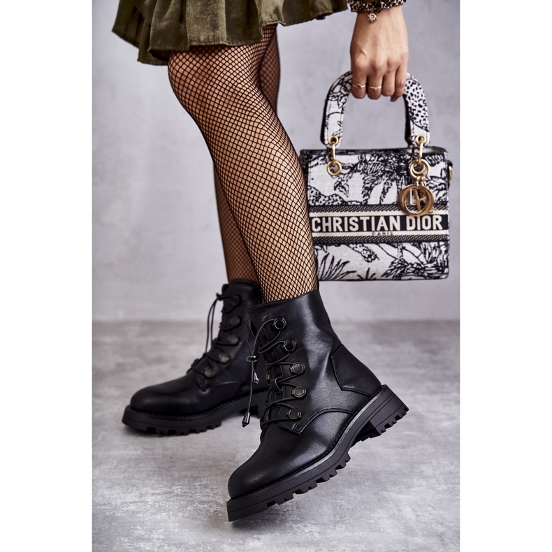 PJ1 Schwarze warme Damenstiefel mit geripptem Helia 2