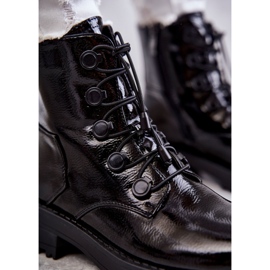 PJ1 Warme, lackierte Damenstiefel mit geripptem schwarzem Helia 2