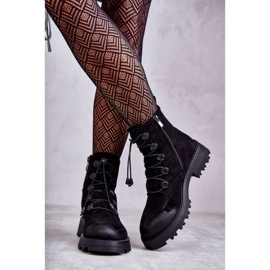 Warme Wildlederstiefel für Damen mit geripptem schwarzem Helia 2