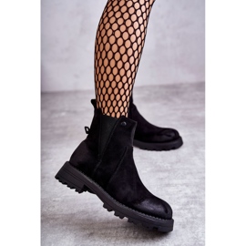 PJ1 Wildleder warme Stiefel Arbeiter auf einem flachen Absatz schwarz Salome 1