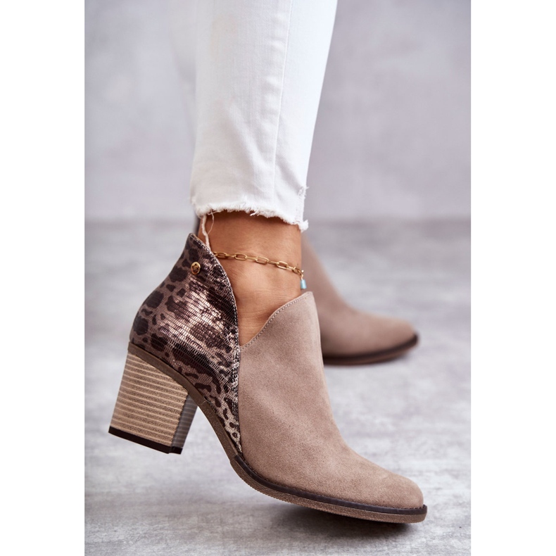 Damen Lederstiefel auf hohem Absatz Maciejka Beige 04492-43 braun 1