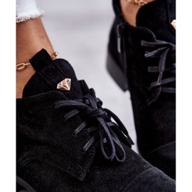 Wildleder Booties Schnürstiefel Nicole 2781 Schwarz 2