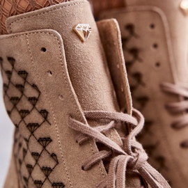 Schnürstiefel aus Wildleder Nicole 2751 Beige 2