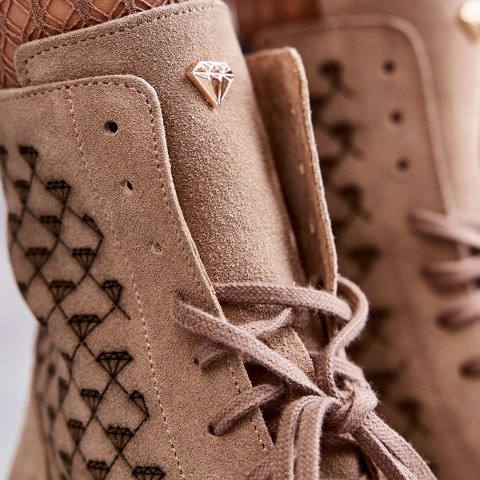 Schnürstiefel aus Wildleder Nicole 2751 Beige 2