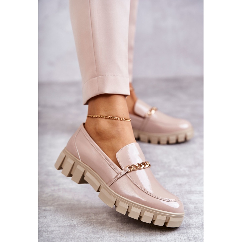 Sergio Leone Lackierte Schuhe mit Kette Beige Anne 1