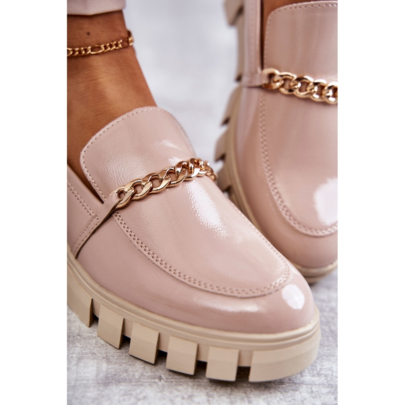 Sergio Leone Lackierte Schuhe mit Kette Beige Anne 2