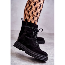 S.Barski Damen Wildlederstiefel Gebunden Schwarz Afra 1