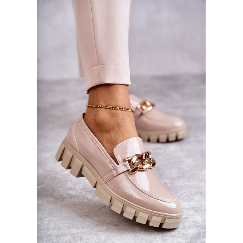 Sergio Leone Lackierte Loafer auf der Plattform Beige Inger 1