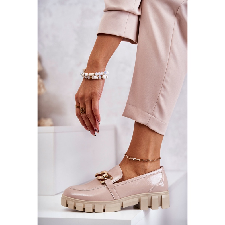 Sergio Leone Lackierte Loafer auf der Plattform Beige Inger 2