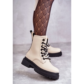 Damen Lederstiefel Workers Hellbeige Denila 1