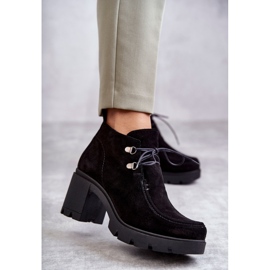 Damen Wildlederstiefel Gebunden Schwarz Marianne 1