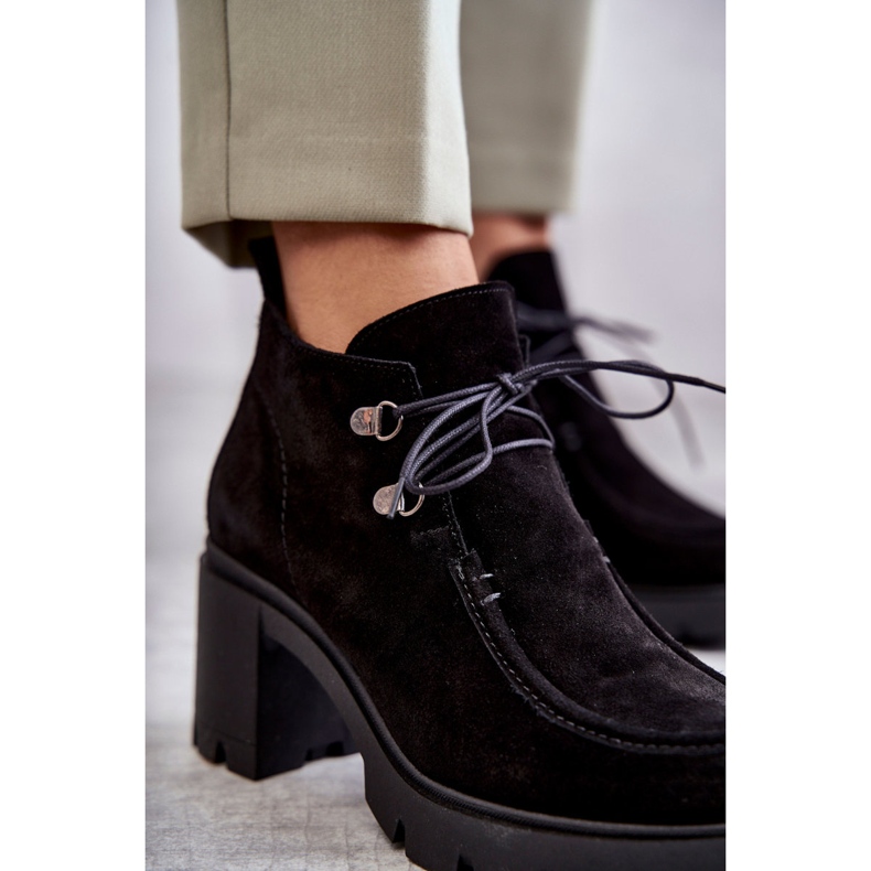 Damen Wildlederstiefel Gebunden Schwarz Marianne 2