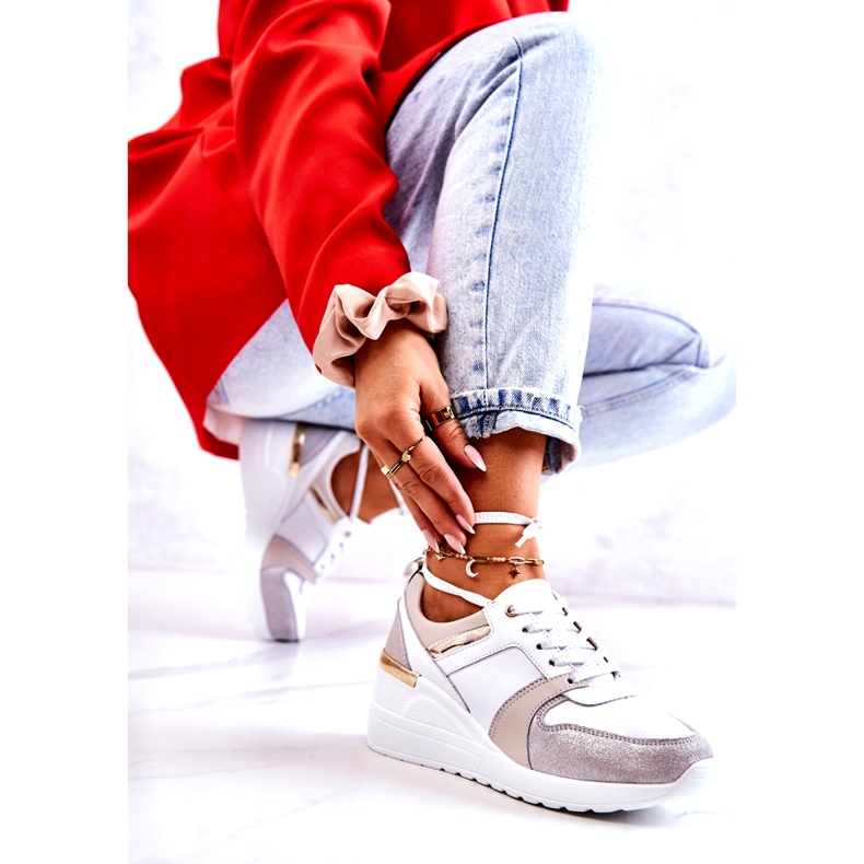 S.Barski Sportschuhe aus Leder auf einem weißen und grauen Rayana-Keil 1