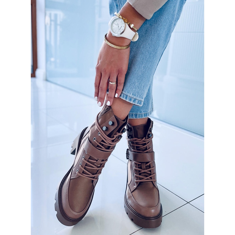 Schnürstiefel mit hohem Absatz Brooks Khaki beige braun 2