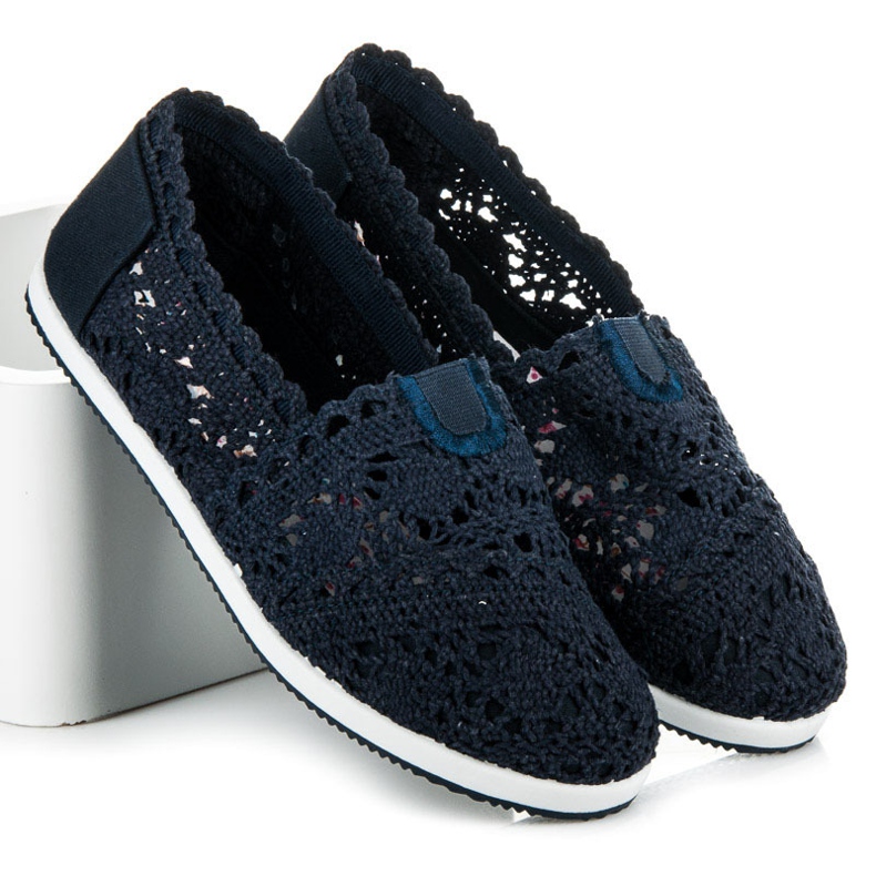 Seastar Marineblaue Slipons aus Spitze 2
