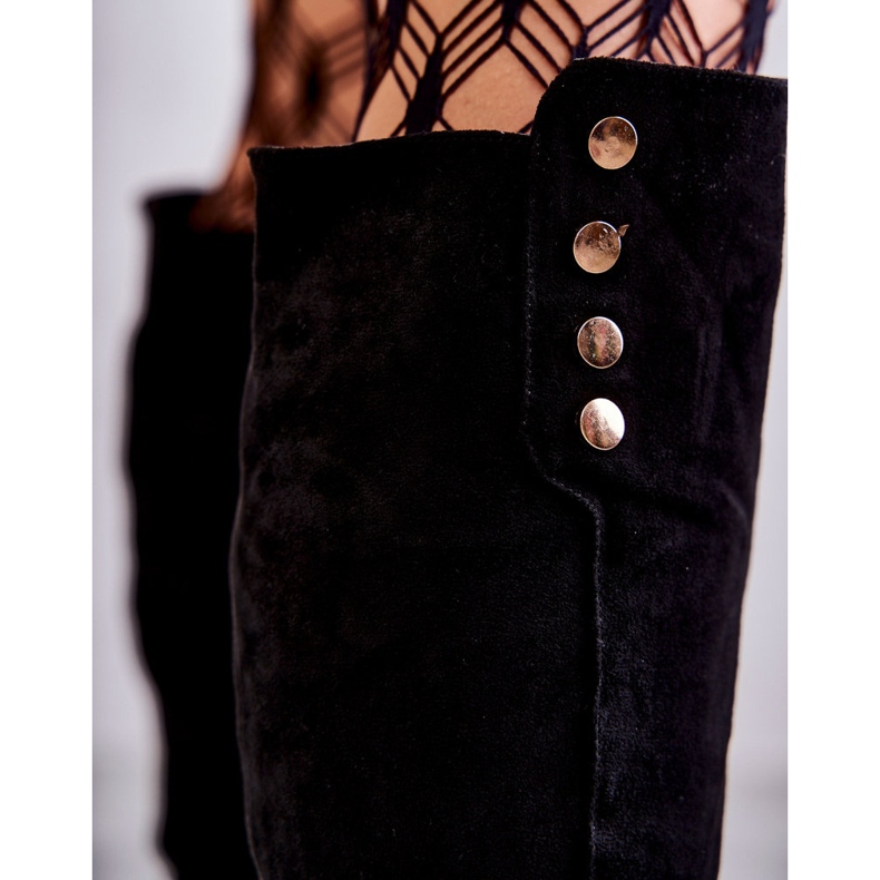 S.Barski Schwarze Laura warme Wildlederstiefel mit flachem Absatz 2