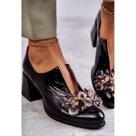 PA2 Glatte Lederschuhe mit hellem Ornament Black Delaver schwarz 1